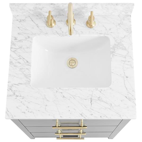 Iconic Charcoal and Gold 24" Single Vanity with Carrara Marble Top