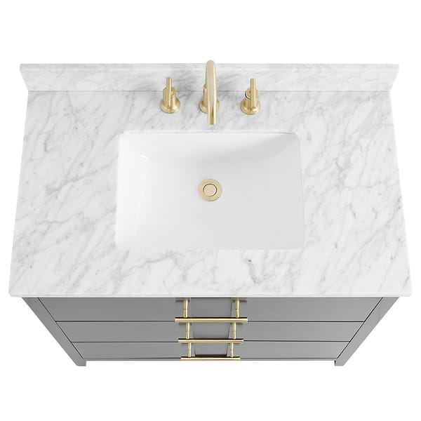 Iconic Charcoal and Gold 36" Single Vanity with Carrara Marble Top