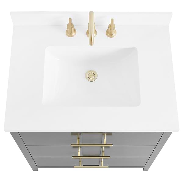 Iconic Charcoal and Gold 30" Single Vanity with Pure White Quartz Top