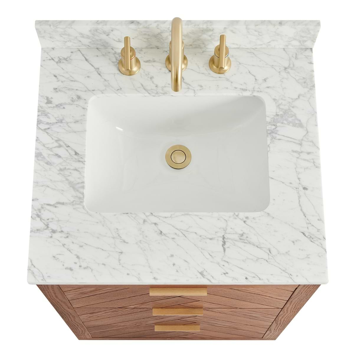 Marilyn Woodgrain 24" Single Vanity with Carrara Marble Top