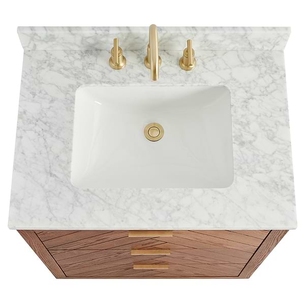 Marilyn Woodgrain 30" Single Vanity with Carrara Marble Top