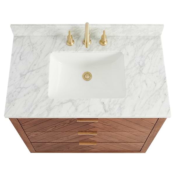 Marilyn Woodgrain 36" Single Vanity with Carrara Marble Top