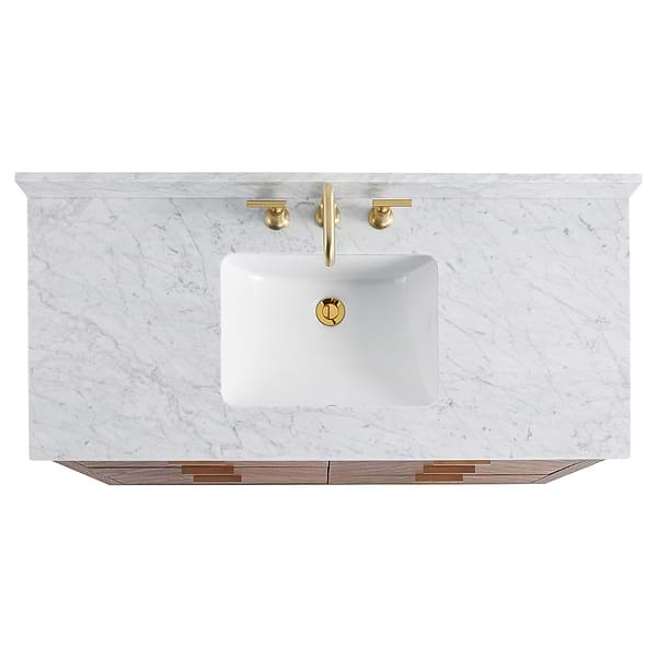 Marilyn Woodgrain 48" Single Vanity with Carrara Marble Top