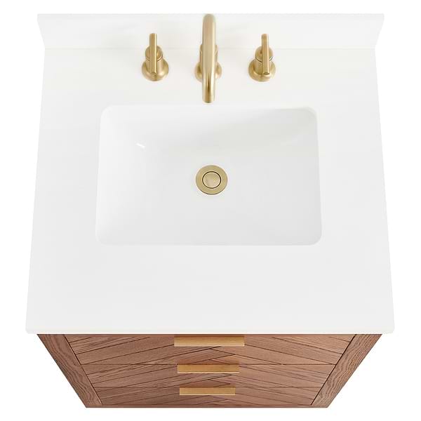 Marilyn Woodgrain 24" Single Vanity with Pure White Quartz Top