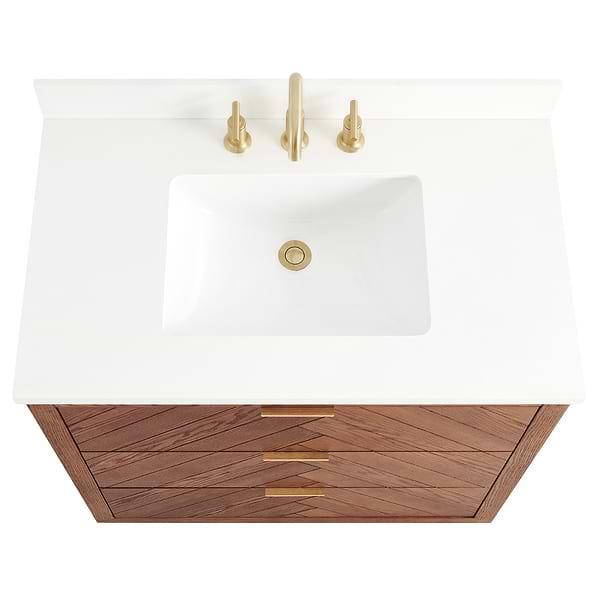 Marilyn Woodgrain 36" Single Vanity with Pure White Quartz Top