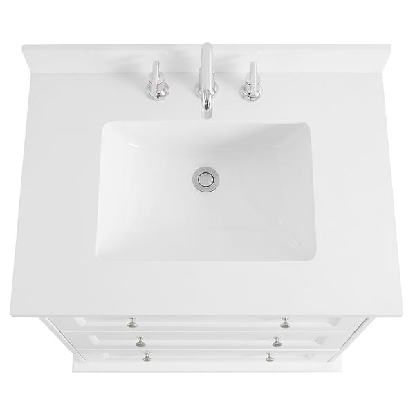 Nora White 30" Single Vanity with Pure White Quartz Top