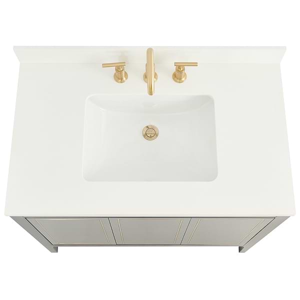 Province Navy and Gold 36" Single Vanity with Pure White Quartz Top