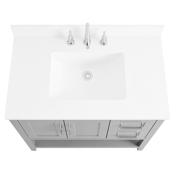 Sheraton 36" Gray Vanity with Pure White Quartz Top and Ceramic Basin