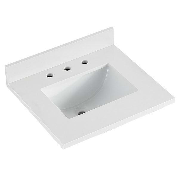 Bungalow White and Gold 24" Single Vanity with Pure White Quartz Top