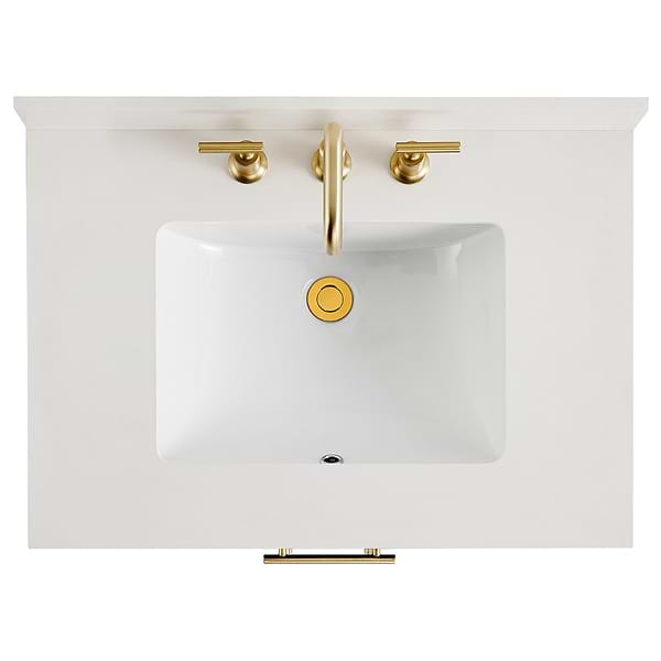 Iconic Navy and Gold 30" Single Vanity with Pure White Quartz Top