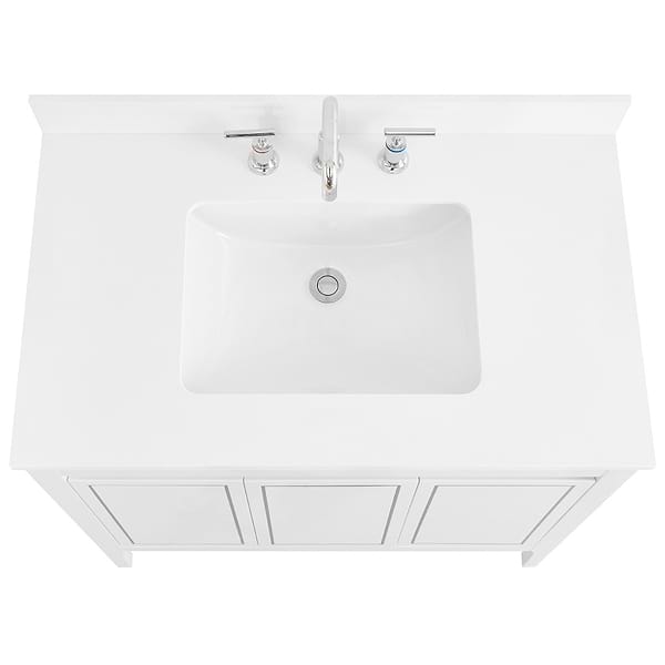 Province White and Silver 36" Single Vanity with Pure White Quartz Top
