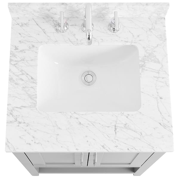 Sheraton 24" Gray Vanity with Carrara Marble Top and Ceramic Basin