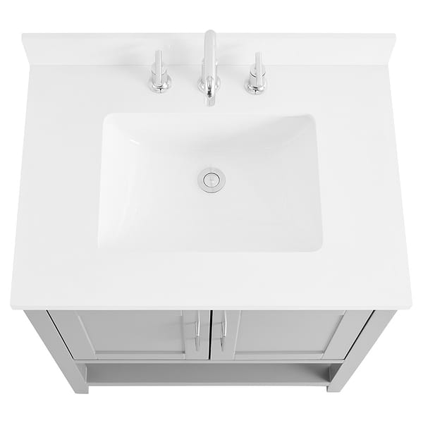 Sheraton 30" Gray Vanity with Pure White Quartz Top and Ceramic Basin
