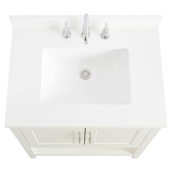 Sheraton 30" White Vanity with Pure White Quartz Top and Ceramic Basin