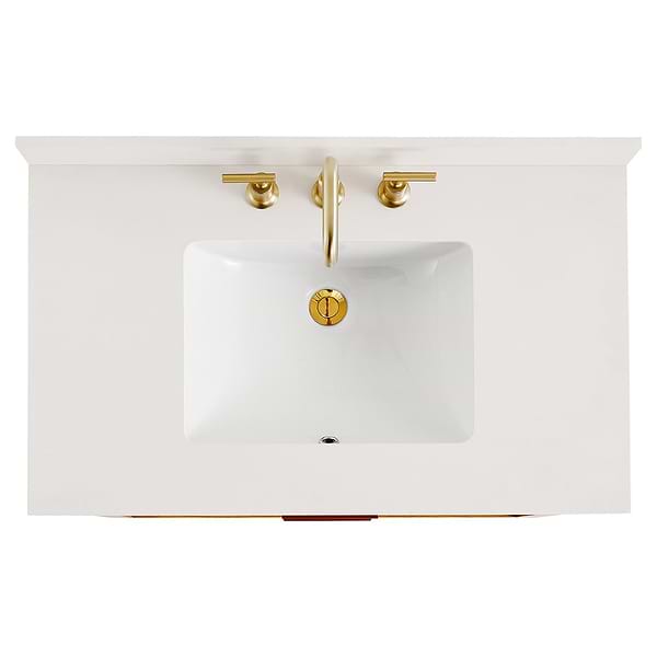 Dayton Woodgrain 36" Single Vanity with Pure White Quartz Top