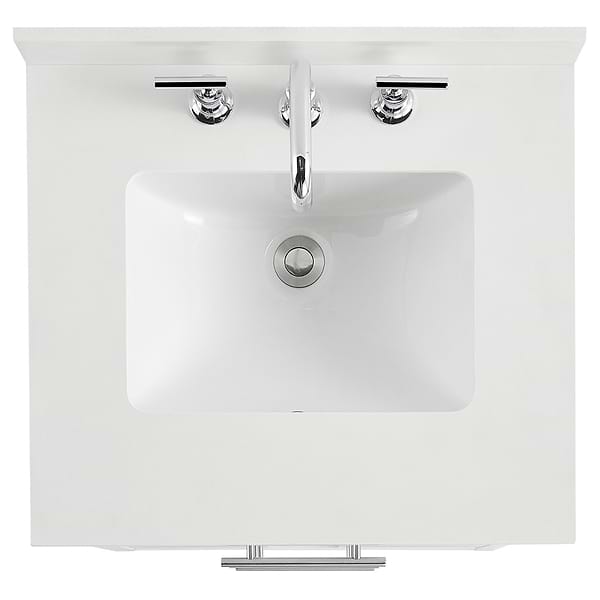 Iconic White and Silver 24" Single Vanity with Pure White Quartz Top