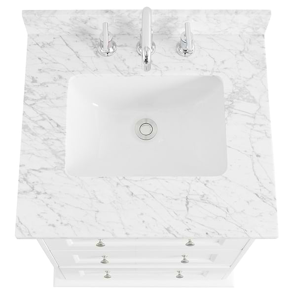Nora White 24" Single Vanity with Carrara Marble Top