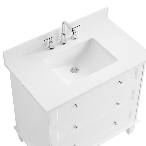 Nora White 36" Single Vanity with Pure White Quartz Top