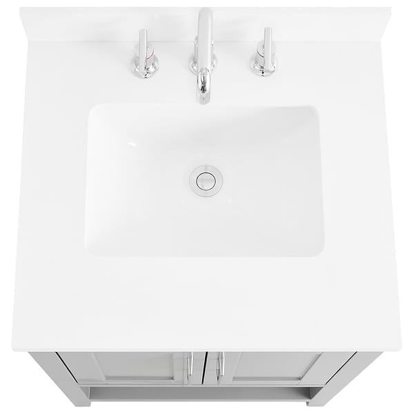 Sheraton 24" Gray Vanity with Pure White Quartz Top and Ceramic Basin