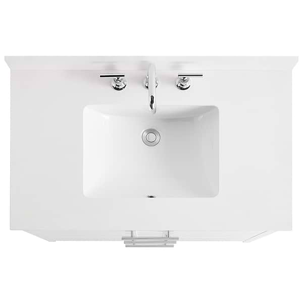 Iconic White and Silver 36" Single Vanity with Pure White Quartz Top