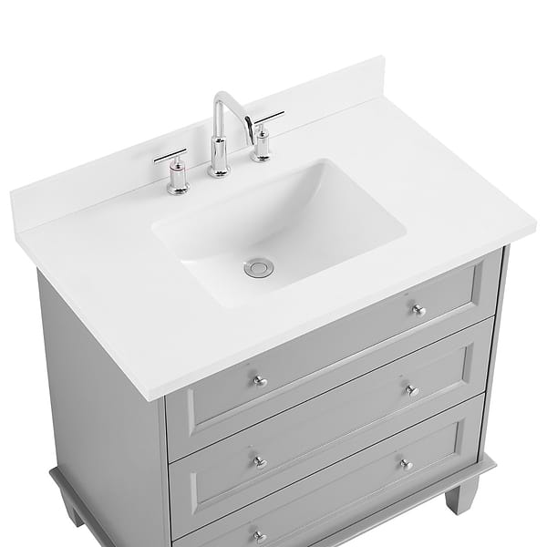 Nora Gray 36" Single Vanity with Pure White Quartz Top