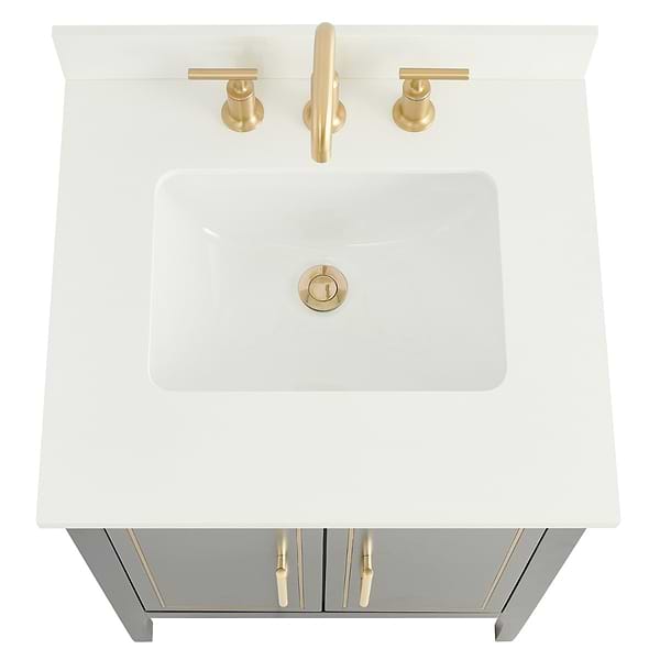Province Navy and Gold 24" Single Vanity with Pure White Quartz Top