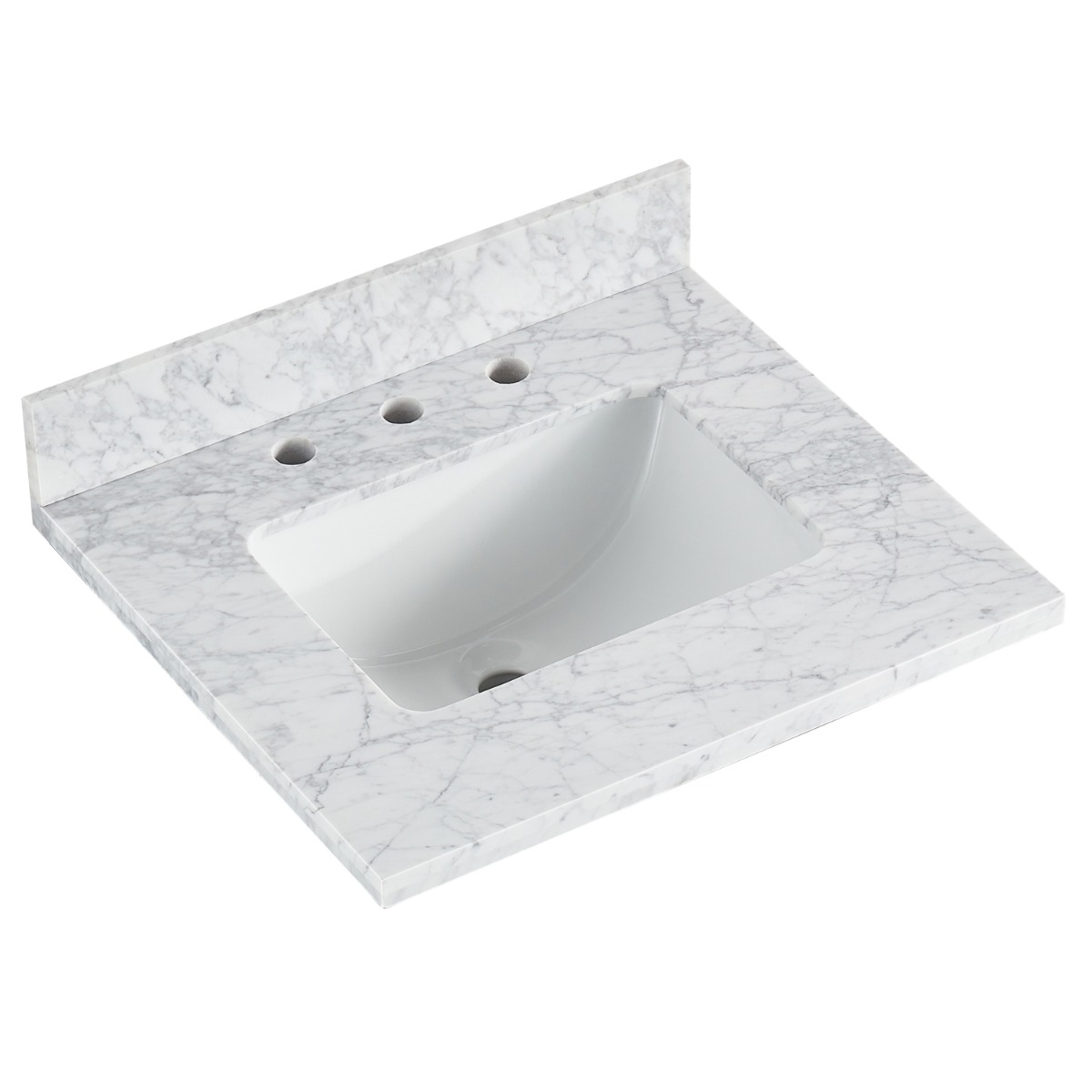 Bungalow White and Gold 24" Single Vanity with Carrara Marble Top