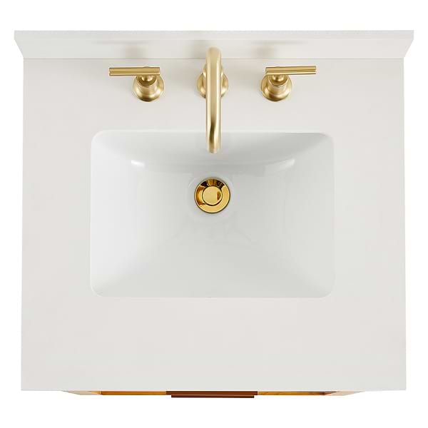 Dayton Woodgrain 24" Single Vanity with Pure White Quartz Top