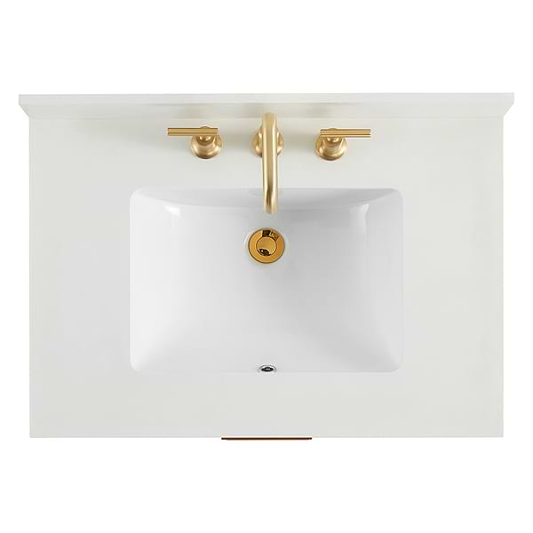 Dayton Woodgrain 30" Single Vanity with Pure White Quartz Top