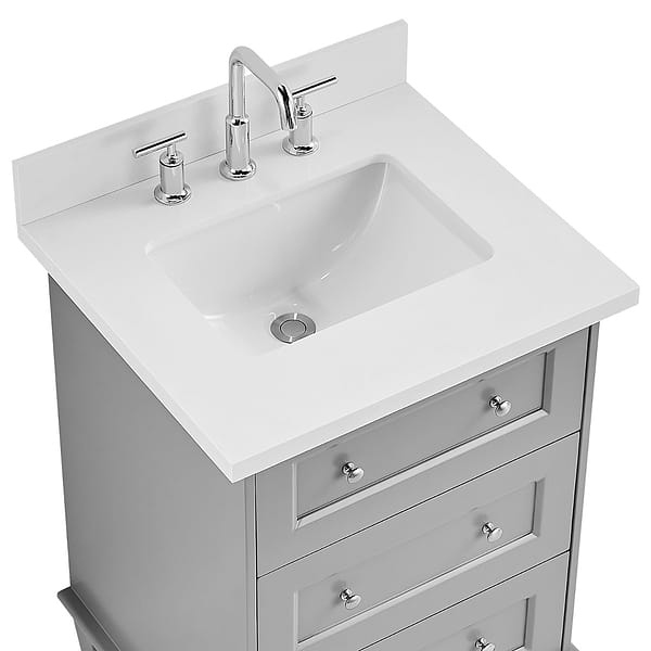 Nora Gray 24" Single Vanity with Pure White Quartz Top