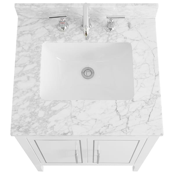 Province White and Silver 24" Single Vanity with Carrara Marble Top