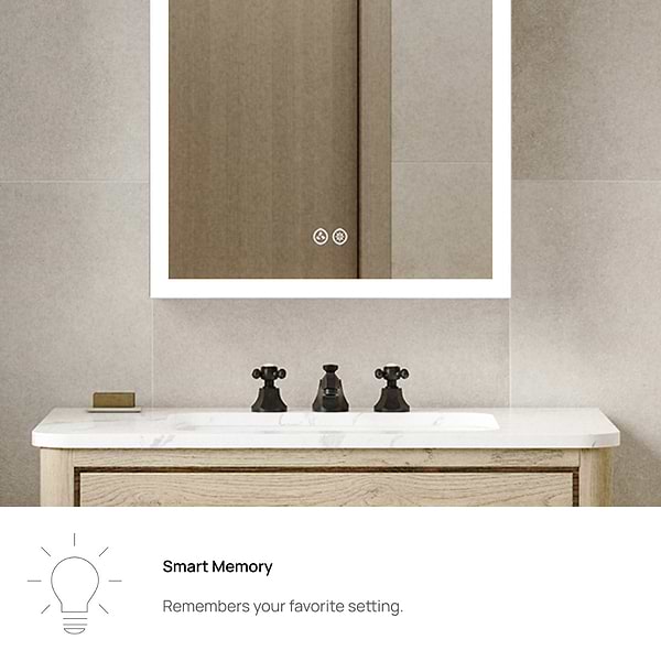 Mirava 24x32"  Rectangle Recessed or Wall Mounted Left-Hand LED Medicine Cabinet with Mirror in Silver, View 6, open zoomed image