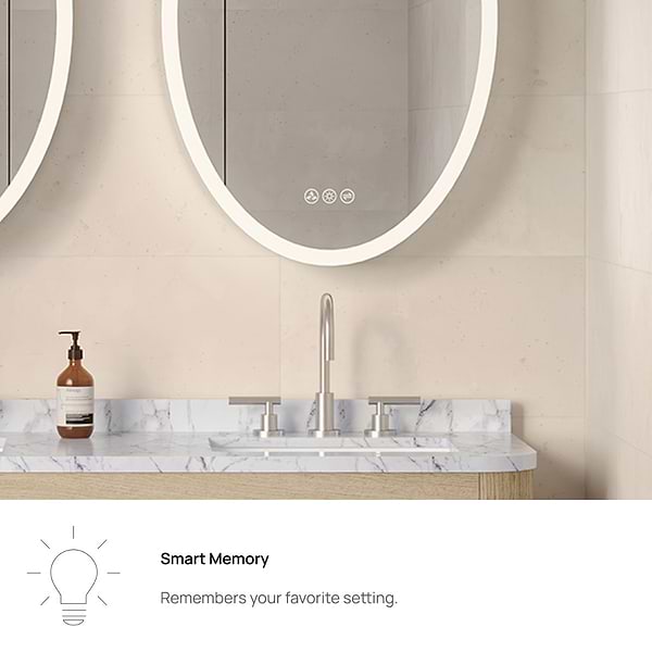 Radium Silver 24x36" Oval Recessed or Wall Mounted Right-Hand LED Medicine Cabinet with Mirror in Silver, View 7, open zoomed image
