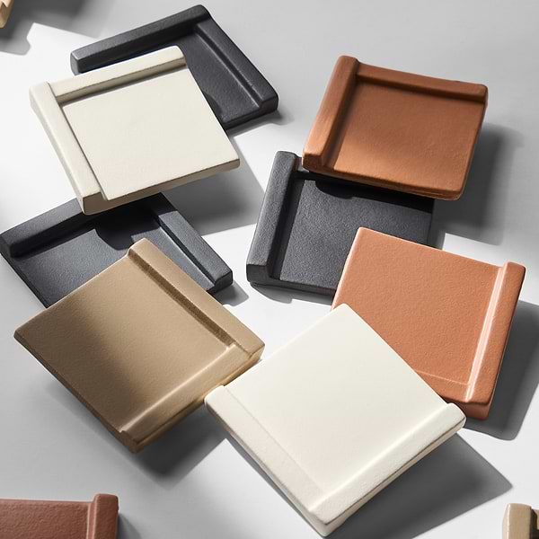 Roller Cross Taupe 4x4 3D Handmade Matte Ceramic Tile