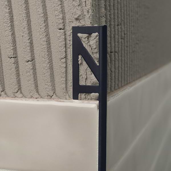Essential Trims by Blanke Powder-Coated Midnight Black 1/2" Edge Protector Trim in Silver, View 2, open zoomed image