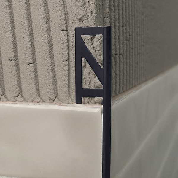 Essential Trims by Blanke Powder Coated Midnight Black 3/8" Edge Protector Trim in Silver, View 2, open zoomed image