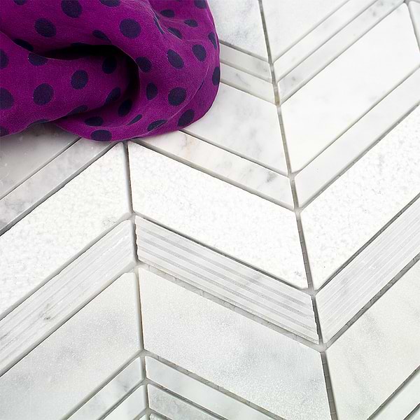 Winged Carrara Marble Tile