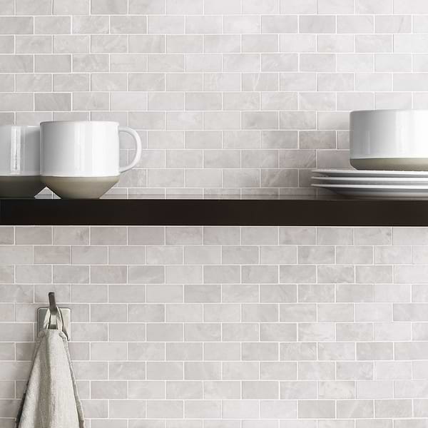 Ice Gray 1x2 Honed Marble Mosaic