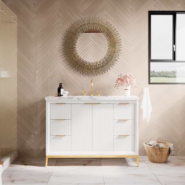 Arteriors Prescott 30.5" Antiqued Gold Leaf Round Mirror