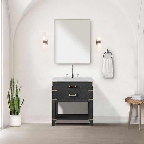 Calico Black Oak 30" Single Vanity with Carrara Marble Top