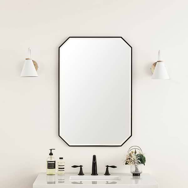 James Martin Vanities Rohe Matte Black 24x36" Octagonal Mirror