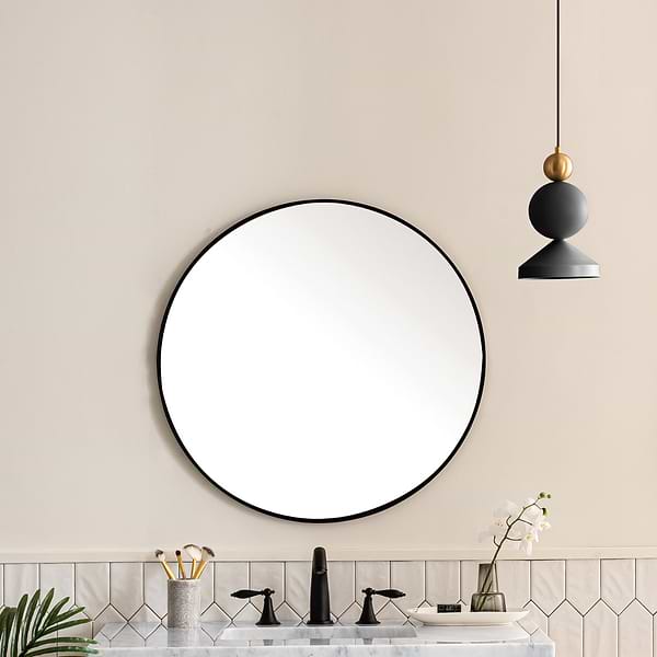 James Martin Vanities Rohe Matte Black 30" Round Mirror