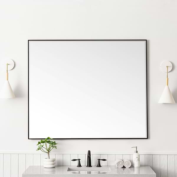 James Martin Vanities Rohe Matte Black 48x40" Rectangle Mirror