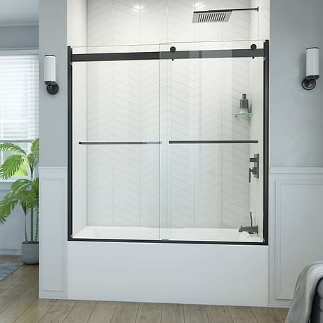 DreamLine Essence-H 60x60" Reversible Sliding Bathtub Door with Clear Glass in Satin Black