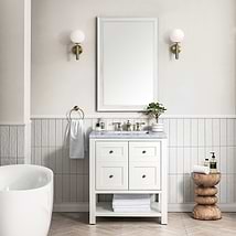 James Martin Vanities Breckenridge Bright White 30" Single Vanity with Carrara Marble Top