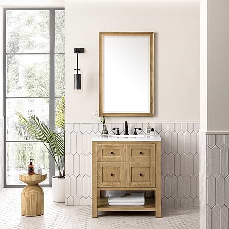 James Martin Vanities Breckenridge Light Natural Oak 30" Single Vanity with White Zeus Quartz Top