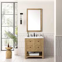 James Martin Vanities Breckenridge Light Natural Oak 30" Single Vanity with White Zeus Quartz Top