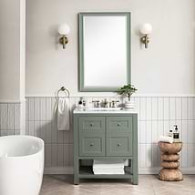 James Martin Vanities Breckenridge Smokey Celadon 30" Single Vanity with White Zeus Quartz Top