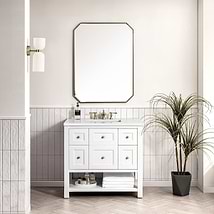 James Martin Vanities Breckenridge Bright White 36" Single Vanity with White Zeus Quartz Top