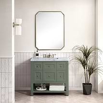 James Martin Vanities Breckenridge Smokey Celadon 36" Single Vanity with Carrara Marble Top